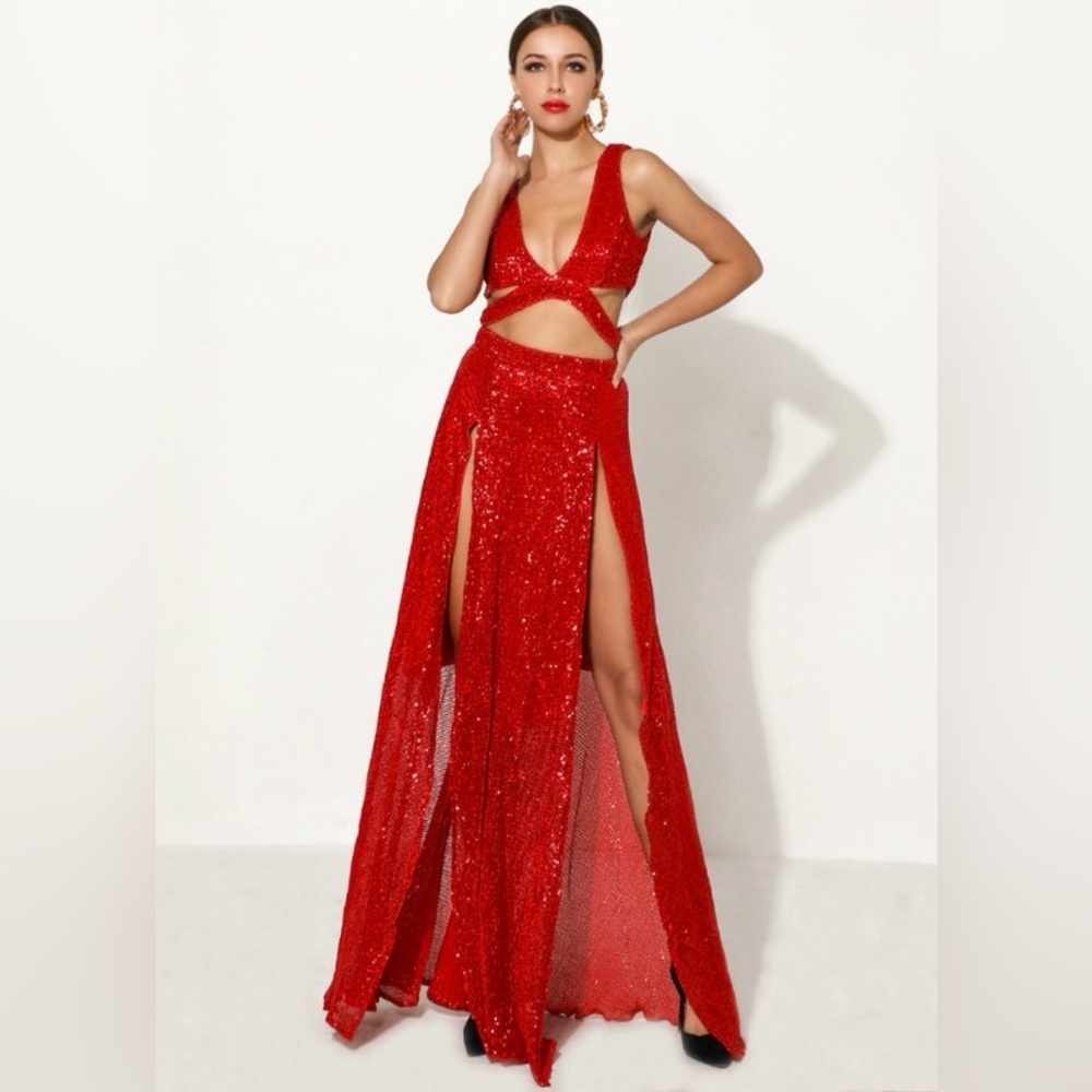 New Abyss by Abby Dazzling Red Backless Evening Gown size XS - Picture 5 of 12
